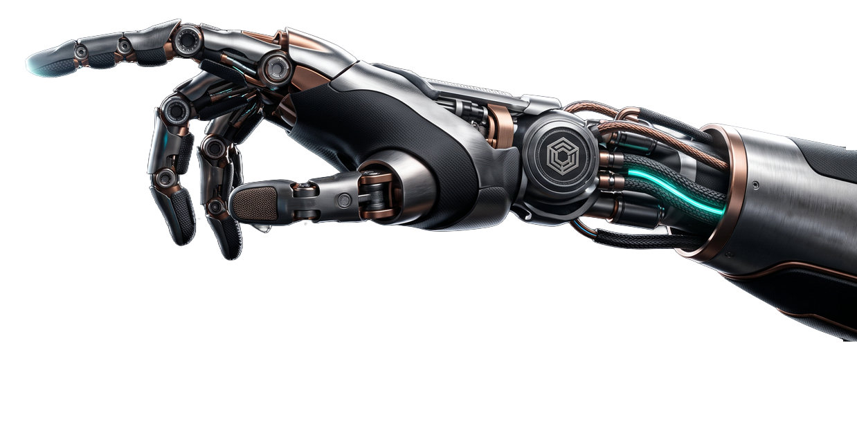 Robot hand reaching toward a human hand